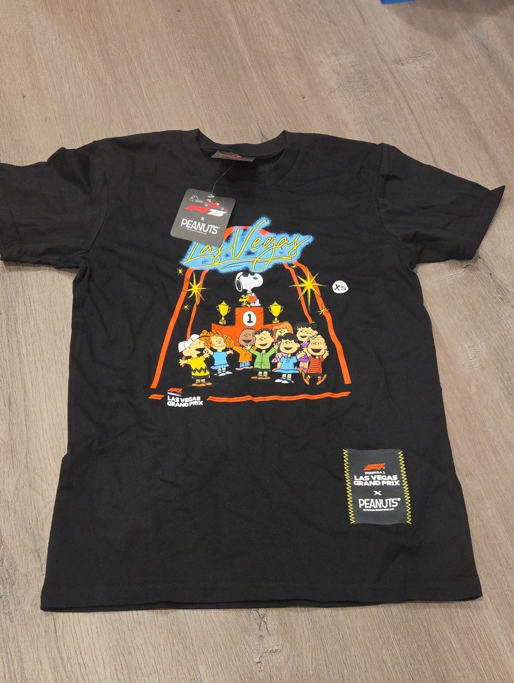 Peanuts Kids Black Graphic Las Vegas Tee with Multi-Color Artwork